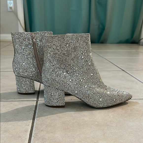 Betsey Johnson Silver Rhinestone Heeled Boots - Picture 3 of 5